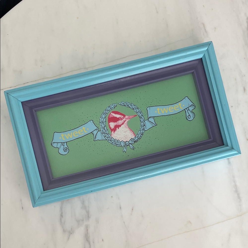 Unique Colorful Framed Art with Bird Design (Made in USA)